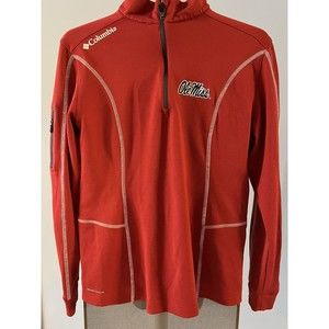 Ole Miss Rebels Long Sleeve 1/4 Quarter Zip Red Columbia - Size M